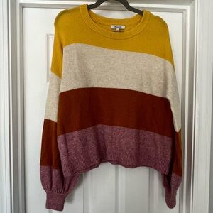 Madewell Colorblock Sweater in Mustard, Beige, Rust, and Mauve